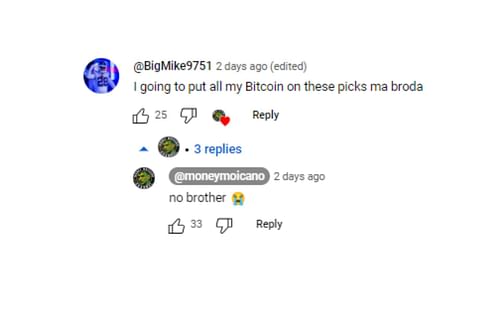 [Image Courtesy: @MoneyMoicano comment section on YouTube]