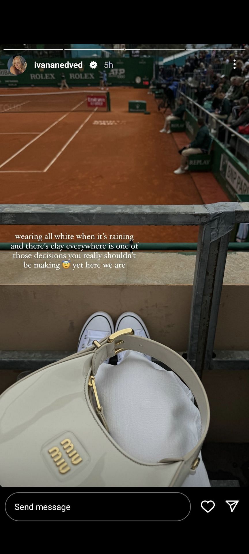 Sebastian Korda&#039;s girlfriend Ivana Nedved&#039;s Instagram post on wearing an all-white ensemble to the Monte-Carlo Masters