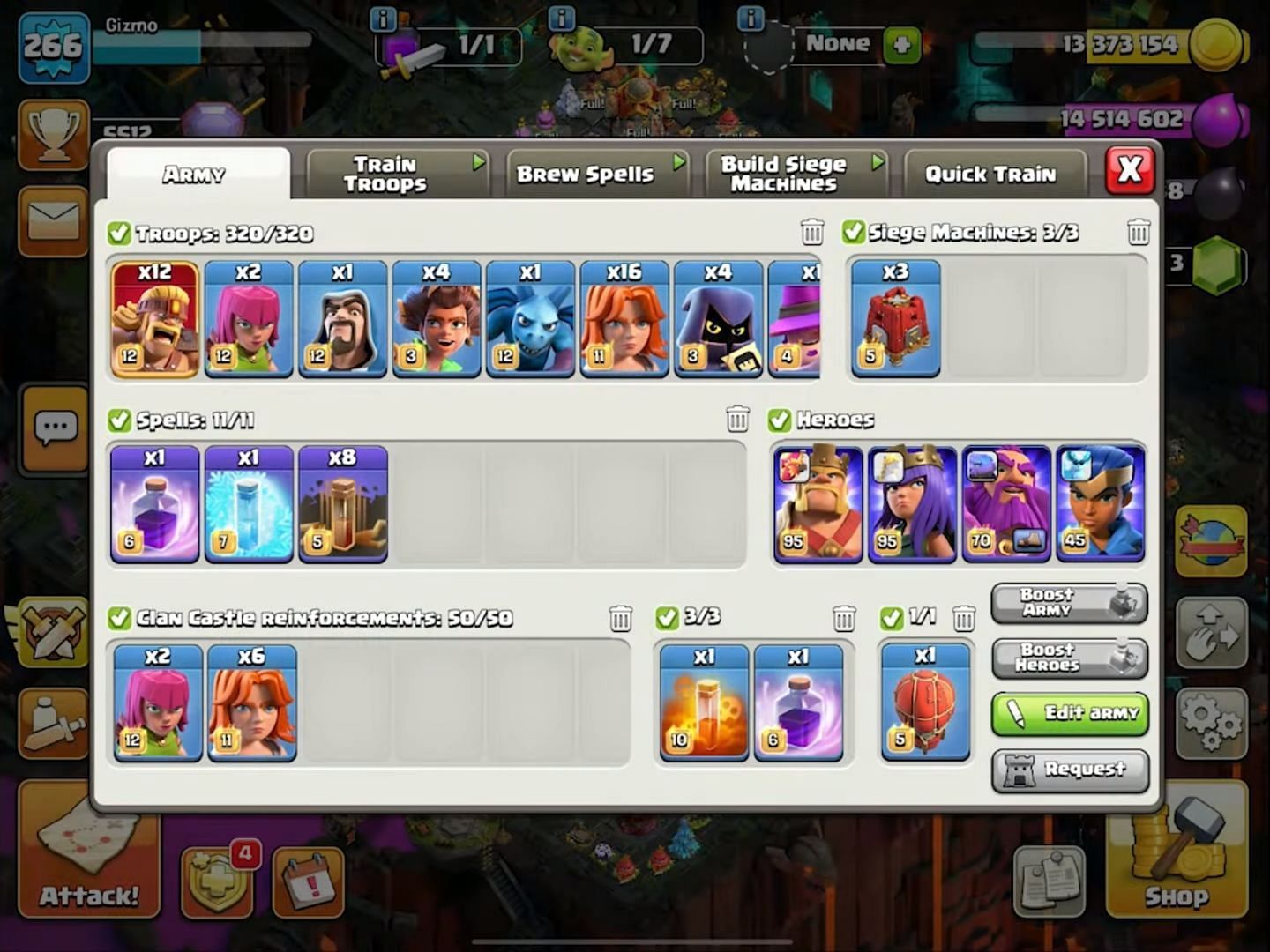 Army composition (Image via Supercell/ Mattgizmo YouTube)