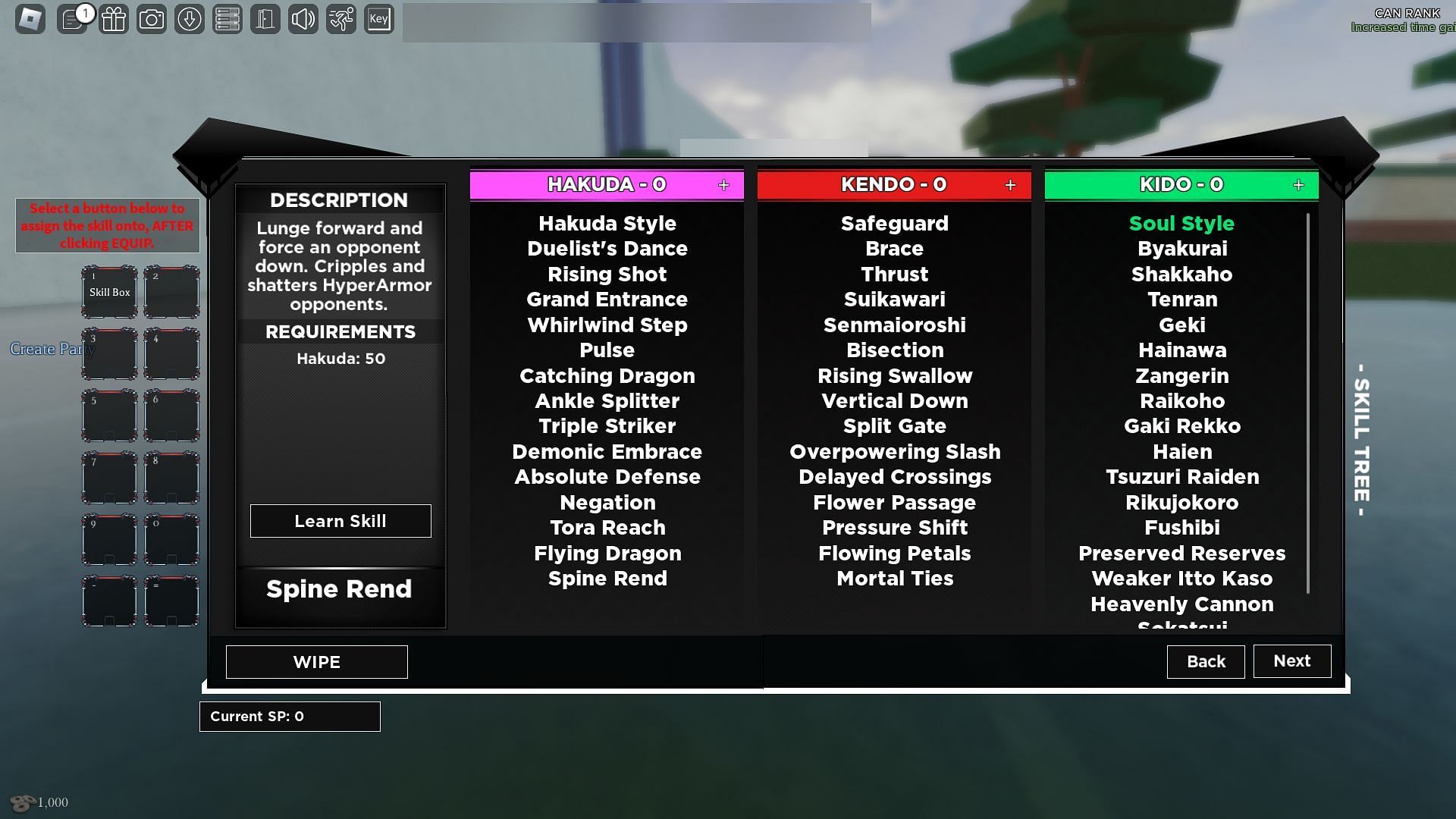 Spine Rend, an advanced skill in the Hakuda path (Image via Roblox)