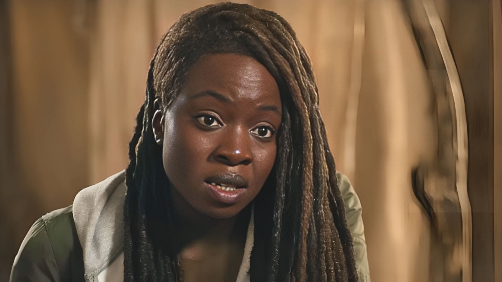 Michonne, portrayed by Danai Gurira, is a central character in The Walking Dead series (Image via YouTube/The Walking Dead, 1:23)