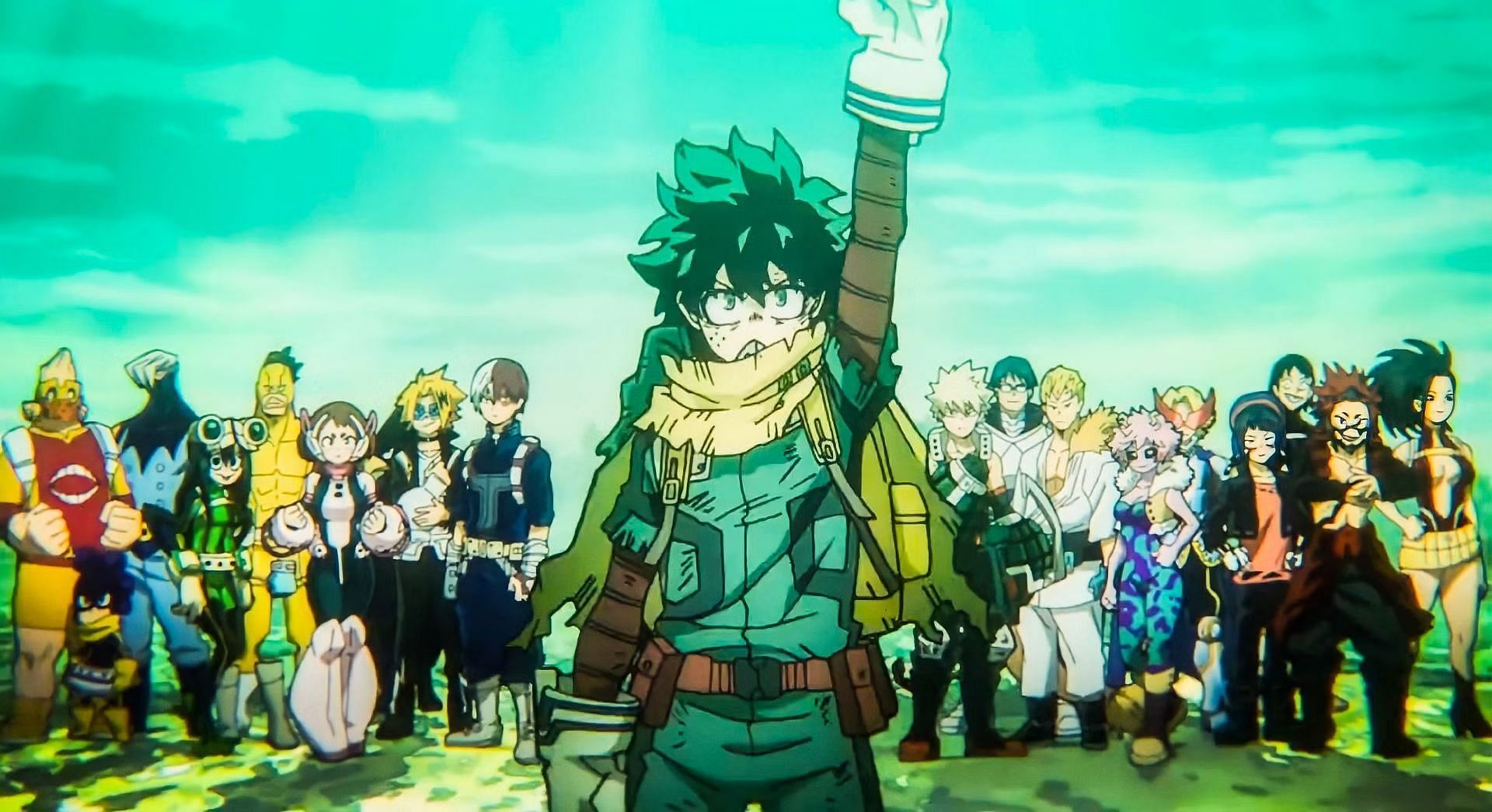 Deku and Class 1-A as seen in My Hero Academia (image via Bones)