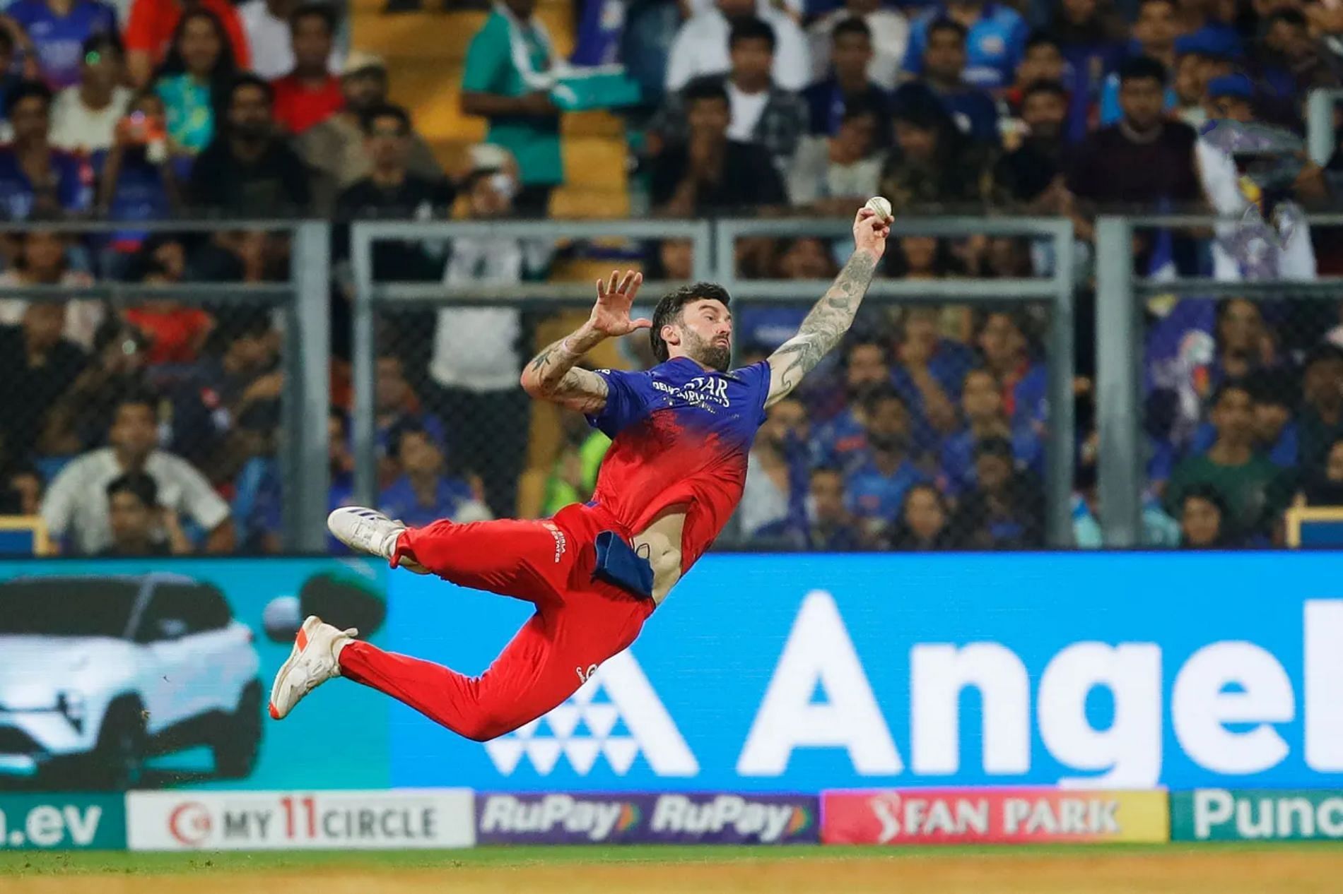Reece Topley took a brilliant catch to dismiss Rohit Sharma against Mumbai. (Pic: BCCI/ iplt20.com)