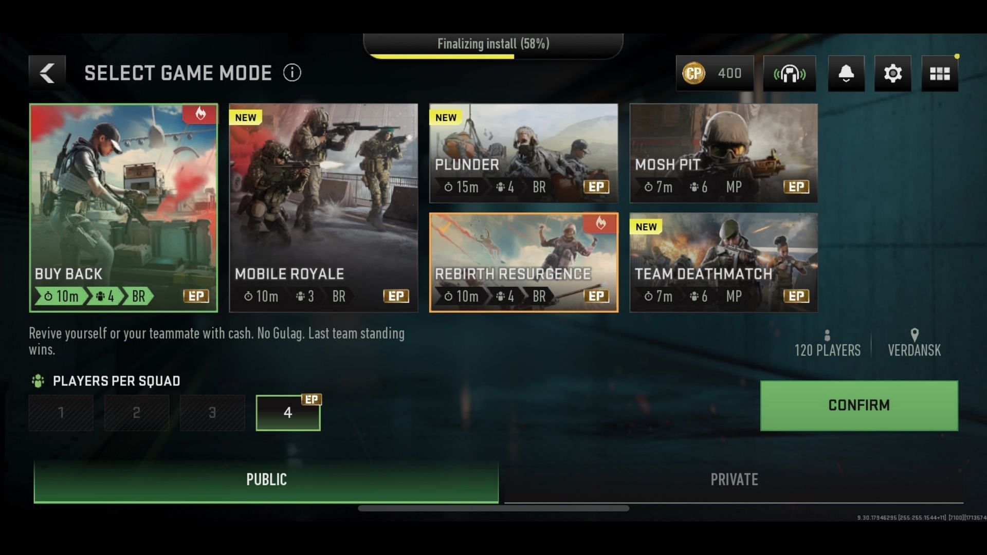 Buy Back mode in WZ Mobile (Image via Activision)