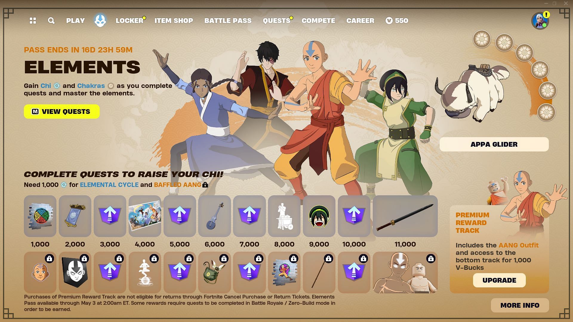 Aang skin will be available until May 3, 2024 (Image via Epic Games)