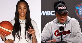 WATCH: 2x WNBA champ A’ja Wilson marks her presence to support Dawn Staley’s South Carolina crew during Final Four showdown