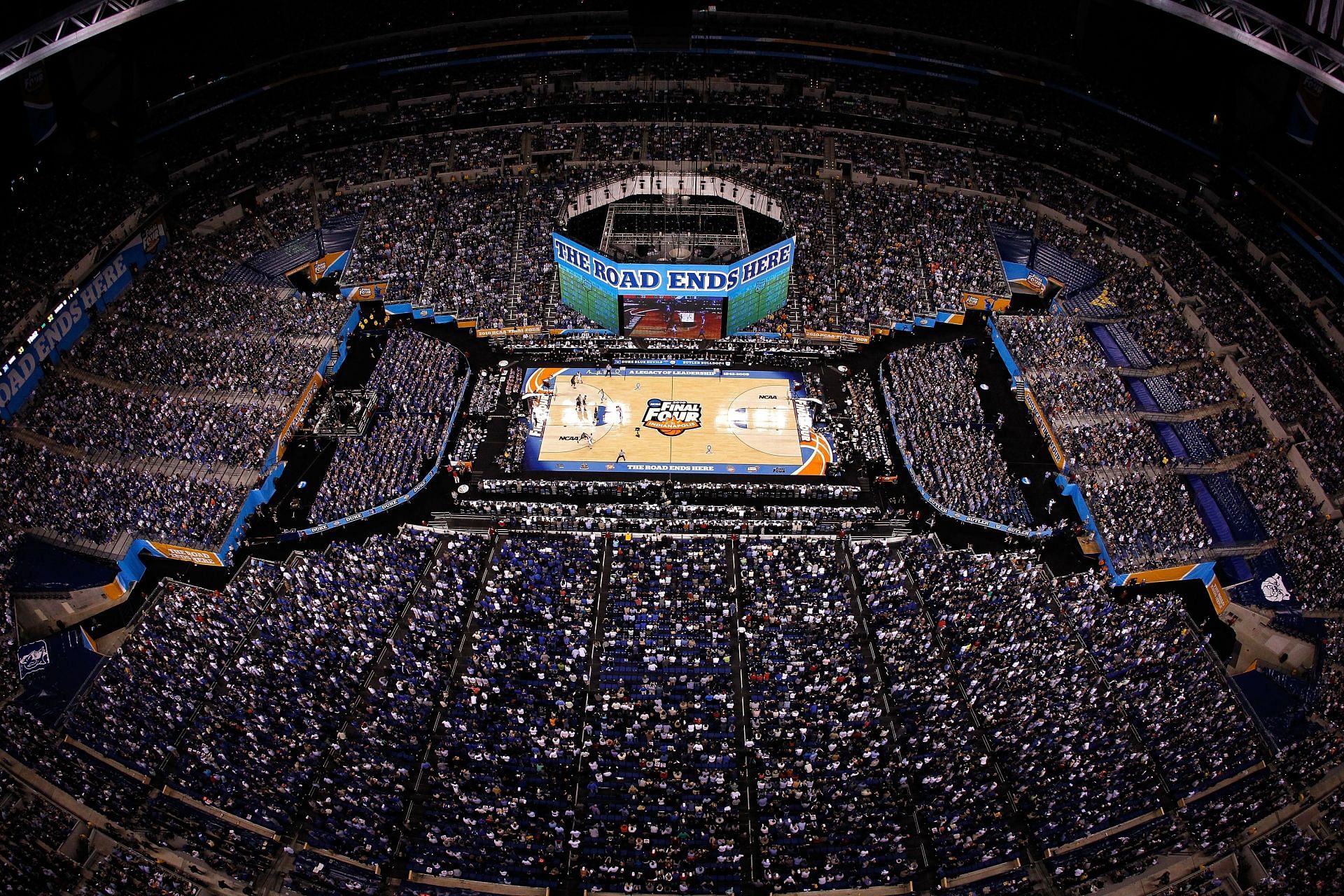 Bird&#039;s eye view of the Lucas Oil Stadium in Indianapolis, Indiana.