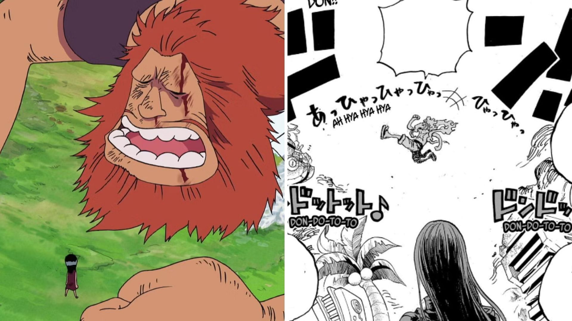 Jaguar D. Saul saved Robin while Luffy saved Bonney (Image via Sportskeeda)