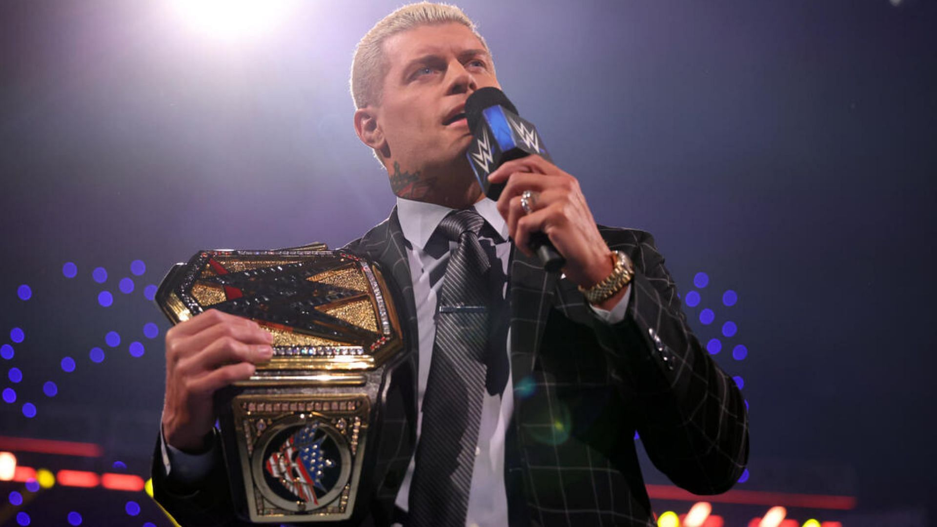 Cody Rhodes cutting a promo on SmackDown.