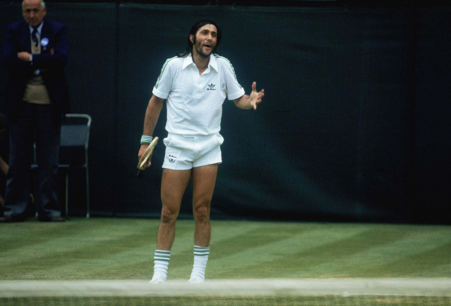 Ilie Nastase reacts to a point at 1978 Wimbledon