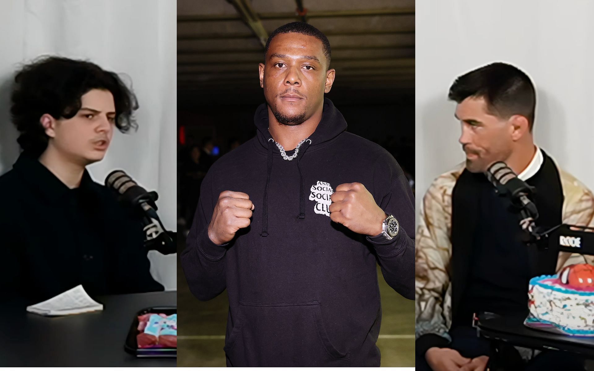 Matan Even (left) and Dominick Cruz (right) debated a hypothetical matchup for Jamahal Hill (centre). [via Getty Images and Matan Even YouTube]