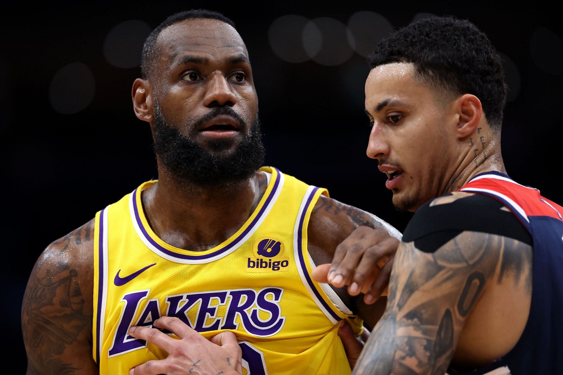 LeBron James going up against former LA Lakers teammate Kyle Kuzma