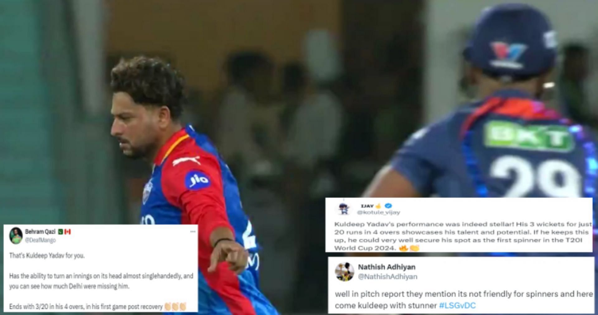 Kuldeep deceived Pooran with an incredible delivery [Credits: DC Twitter handle]