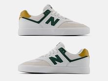 NB Numeric 574 "White with Nightwatch green" Vulc Shoes: Features explored