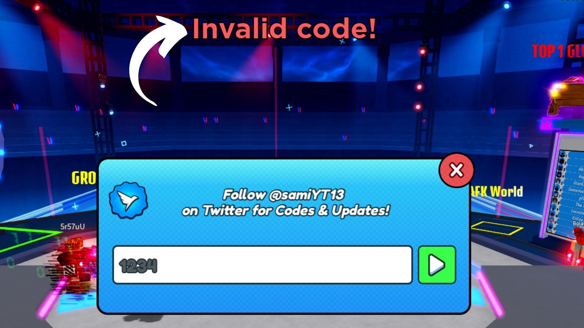 Punch Ball invalid code issue (Image via Roblox || Sportskeeda)