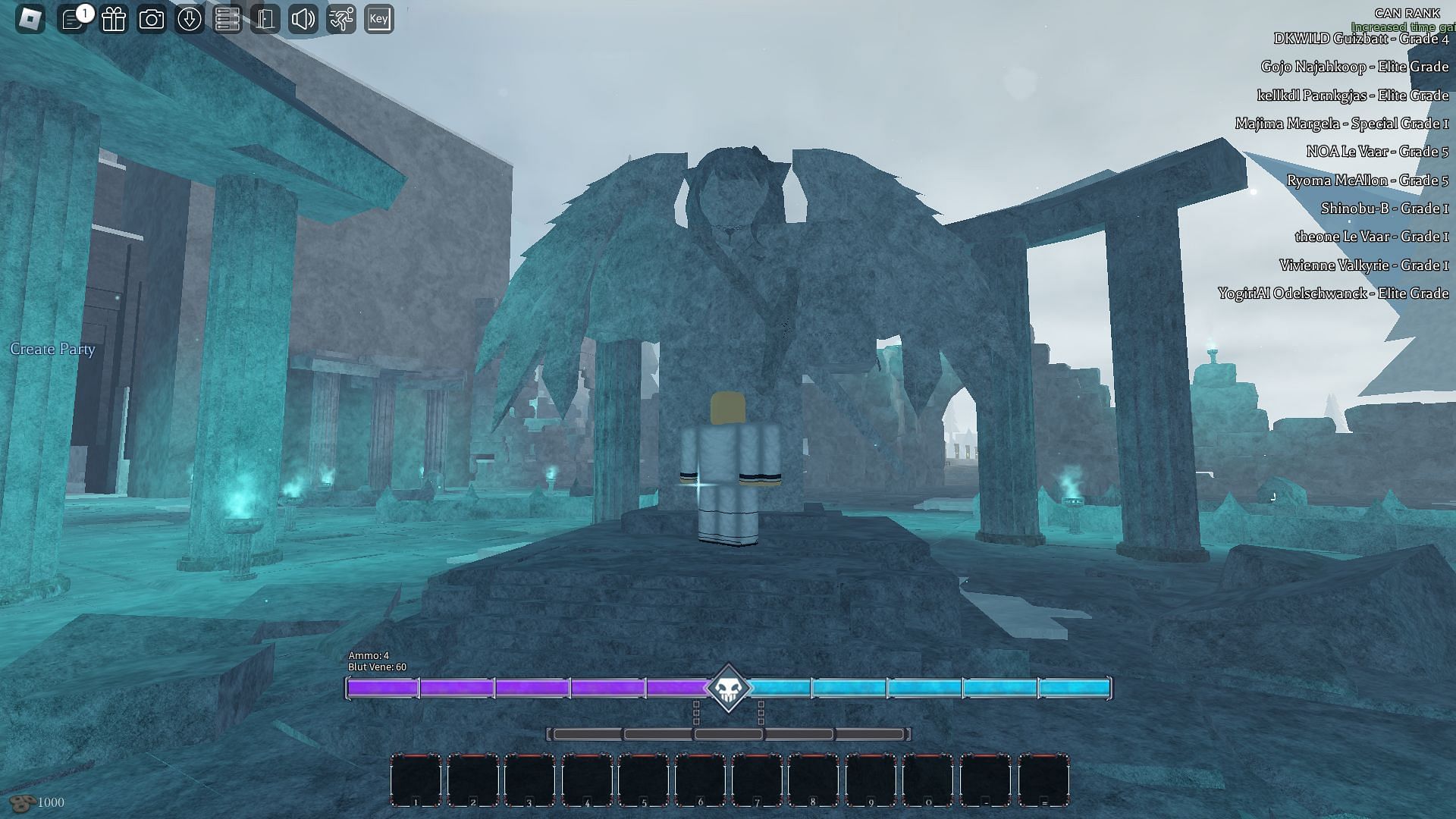 Finding the statue to become a Quincy (Image via Roblox)