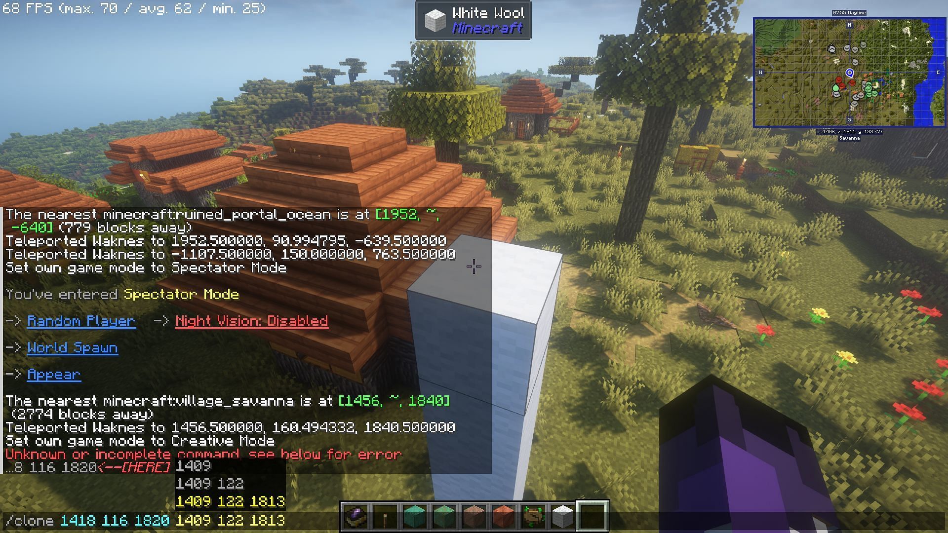 Use temporary blocks to help set the opposing corner if needed (Image via Mojang)