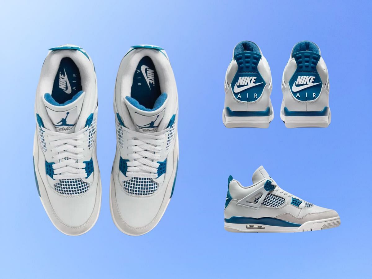 Here&#039;s a closer look at the upcoming Air Jordan 4 Industrial Blue sneakers (Image via Nike)