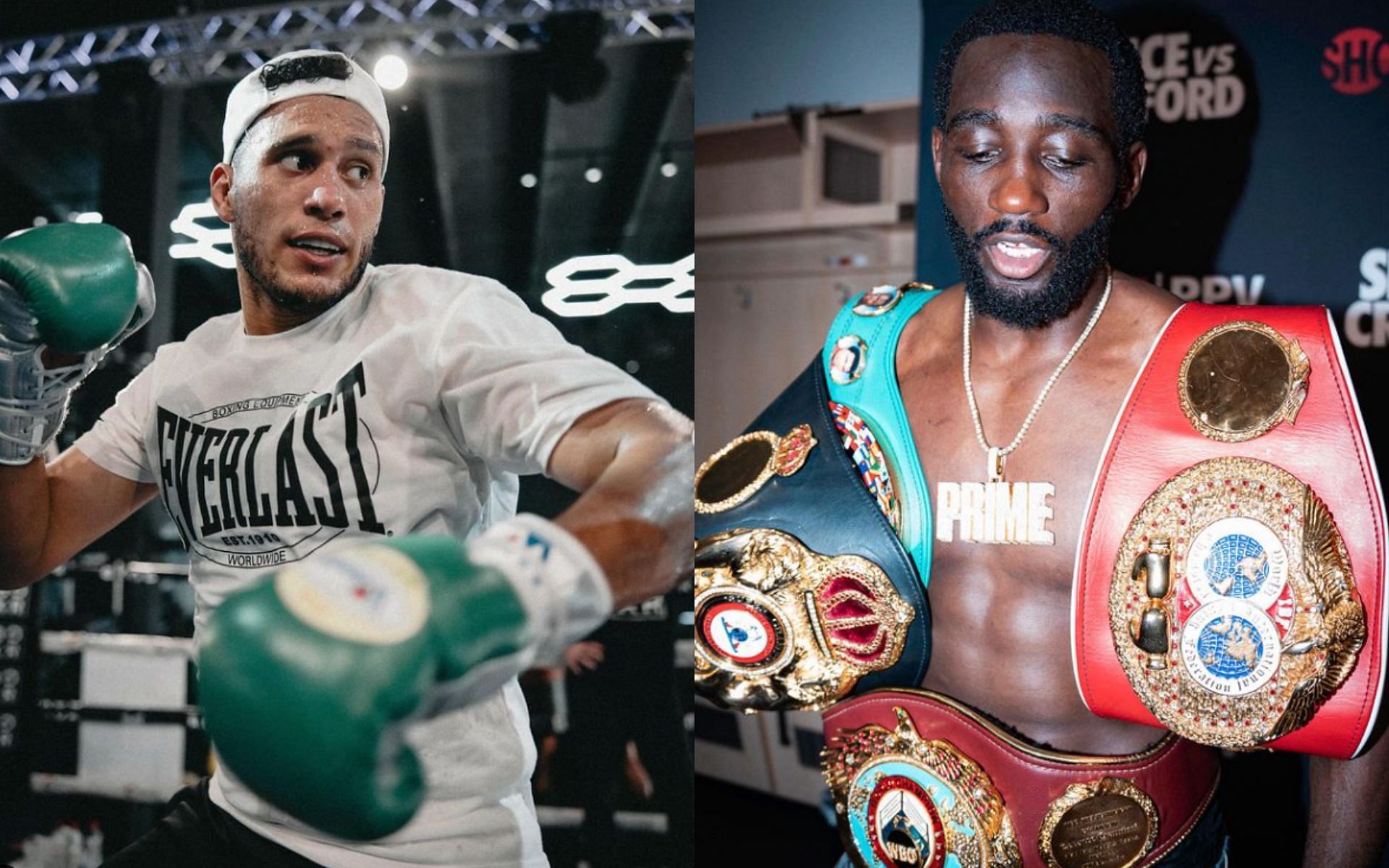 David Benavidez (left) reveals he was offered a clash with Terence Crawford (right) [Images Courtesy: @benavidez300 and @tbudcrawford on Instagram]
