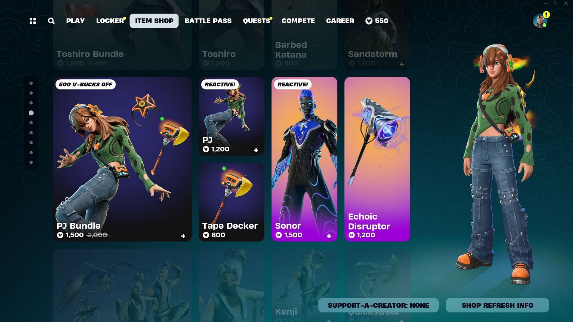 PJ Skin is currently listed in the Item Shop (Image via Epic Games/Fortnite)