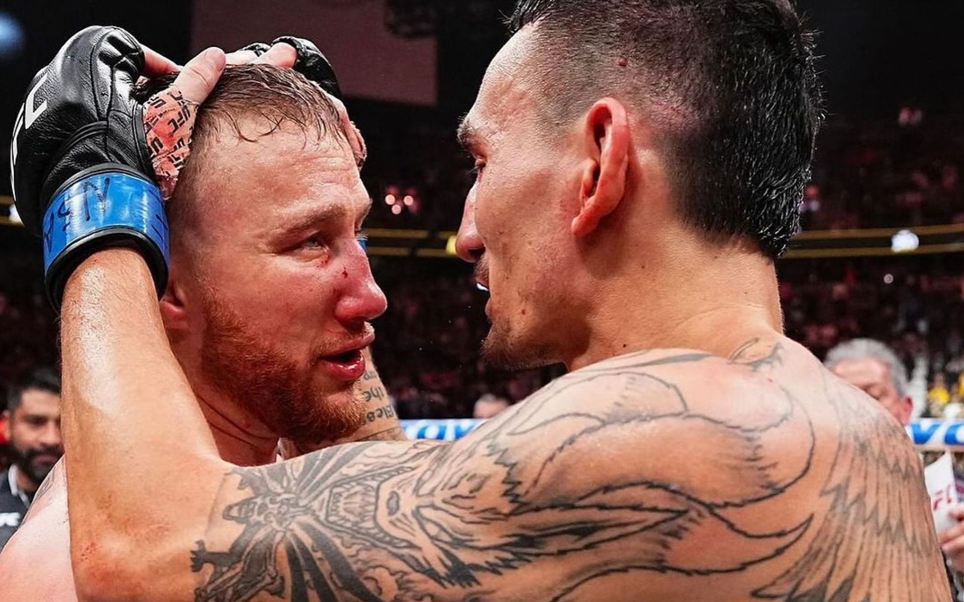 Max Holloway (right) opens up about fighting Justin Gaethje (left) [Image via: @blessedmma on Instagram]