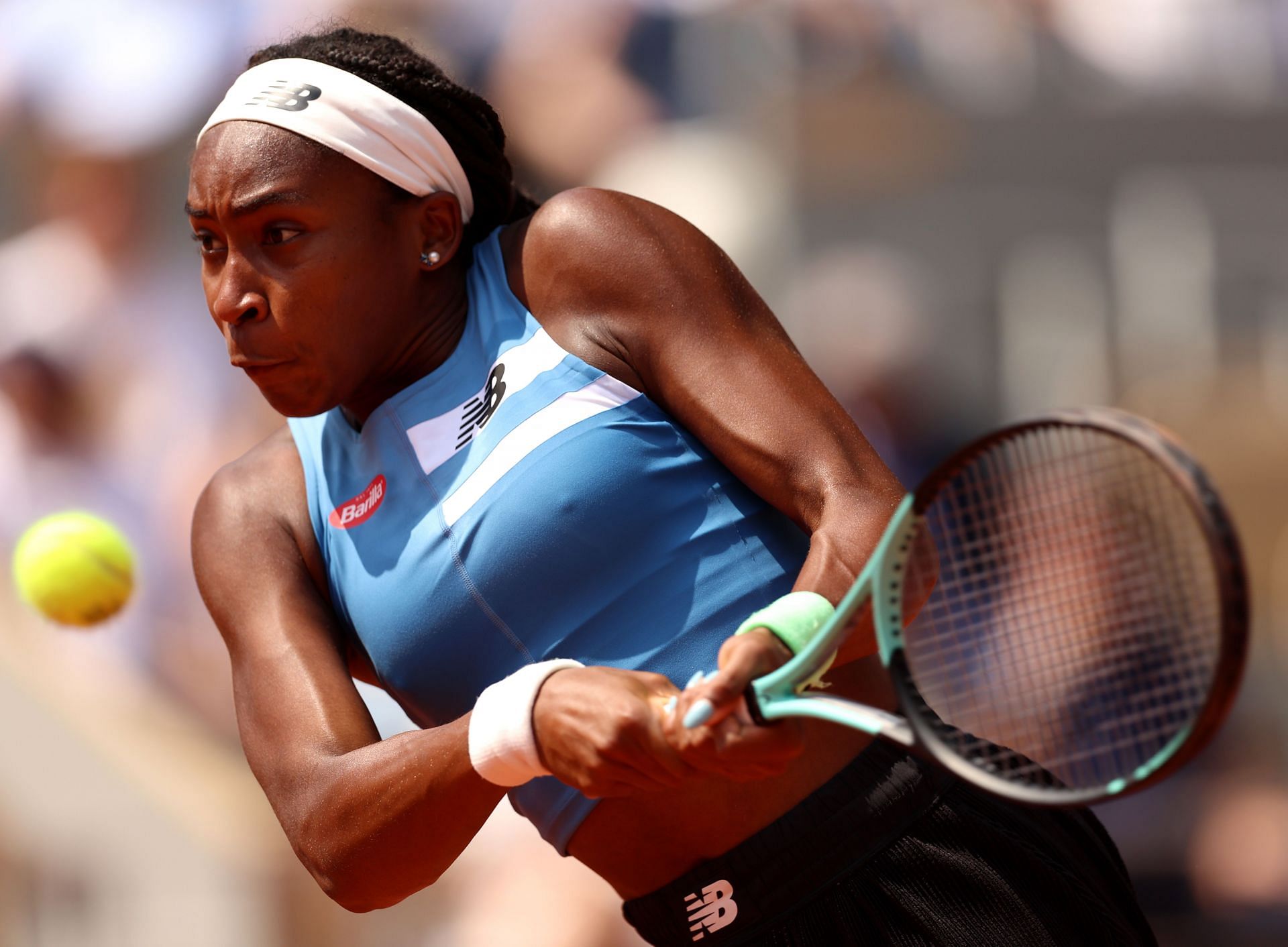 Coco Gauff in action at the 2023 French Open