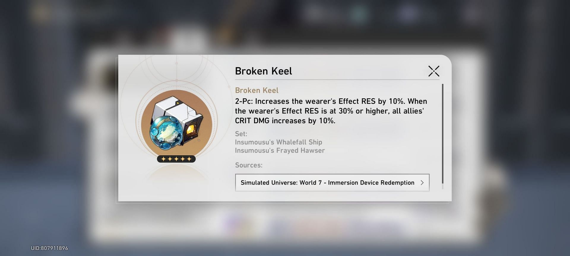 Broken Keel, one of the Planar Ornaments set (Image via HoYoverse)