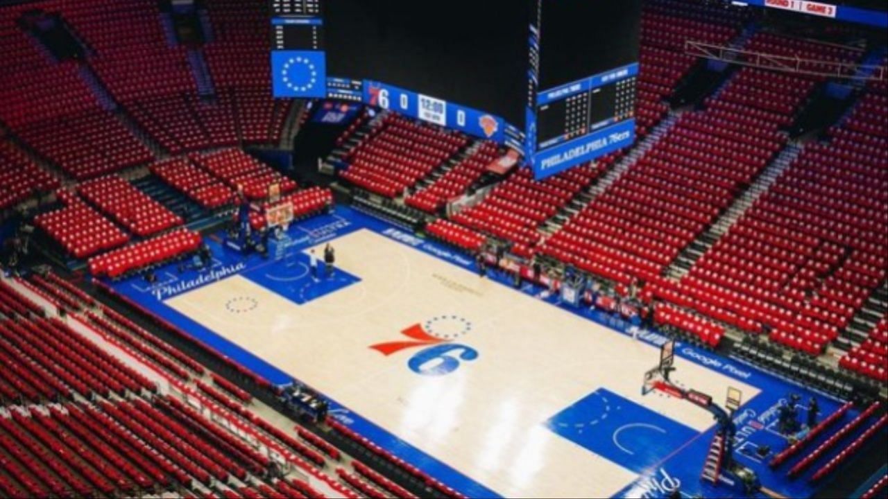 Wells Fargo Center staff protest ahead of Game 3 between the Philadelphia 76ers and New York Knicks