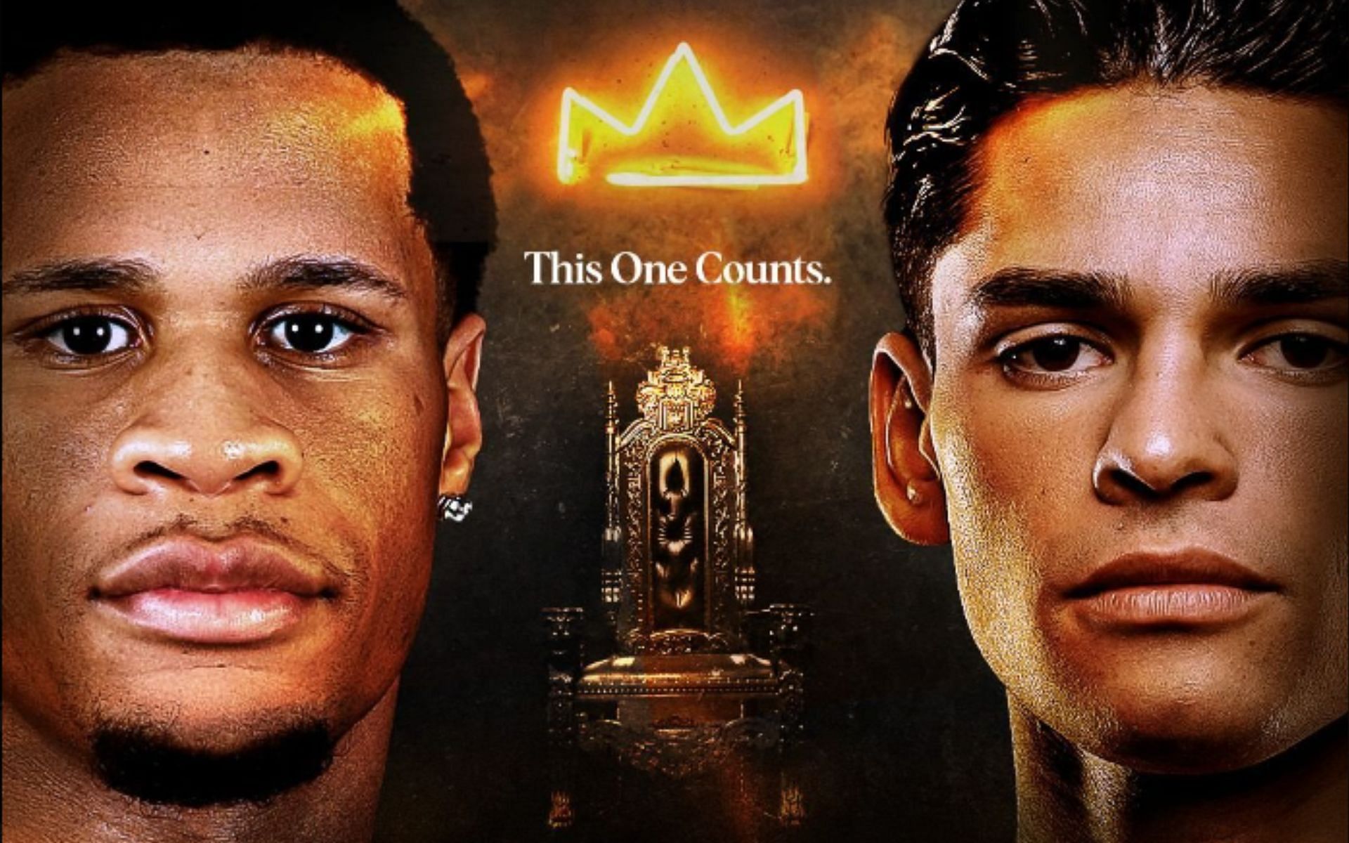 Who are the bookmakers backing in the upcoming Devin Haney (left) vs. Ryan Garcia (right) bout? [Image courtesy of @DAZNBoxing on X]