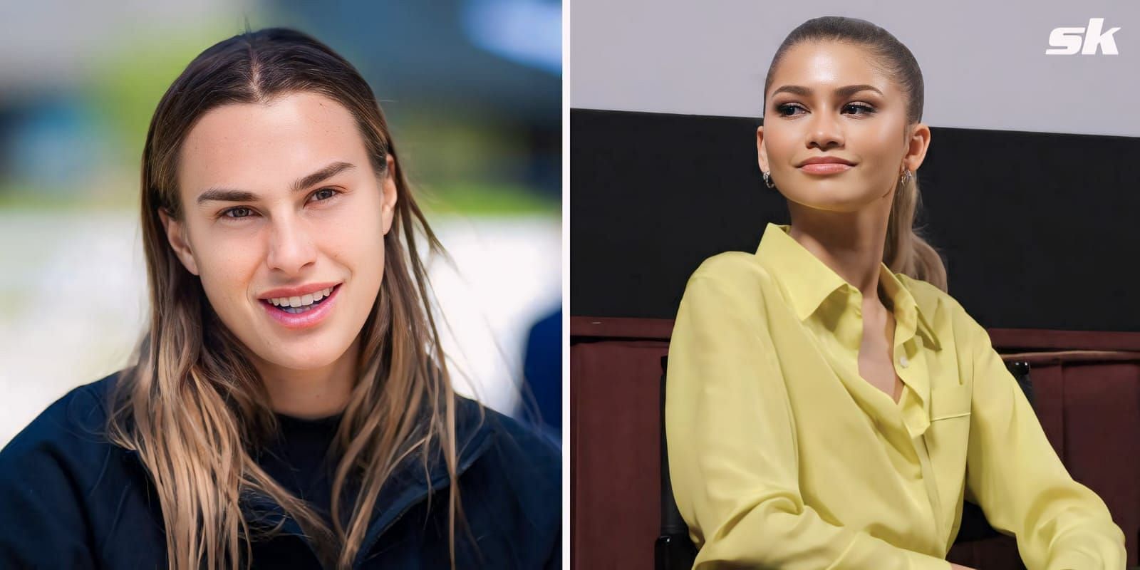 Aryna Sabalenka (L) and Zendaya (R)