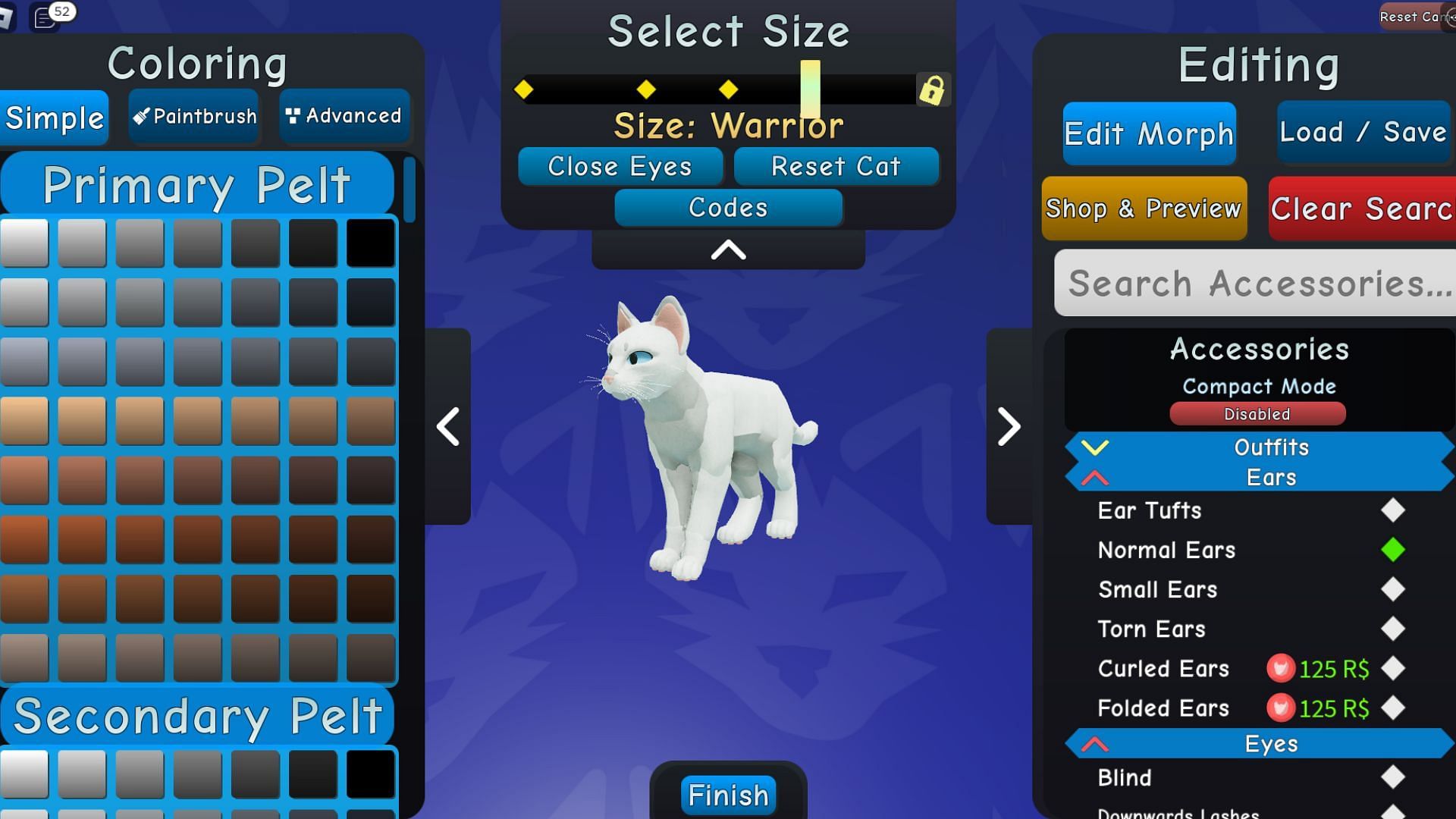 Build your own cat in Warrior Cats Ultimate Edition (Image via Roblox)