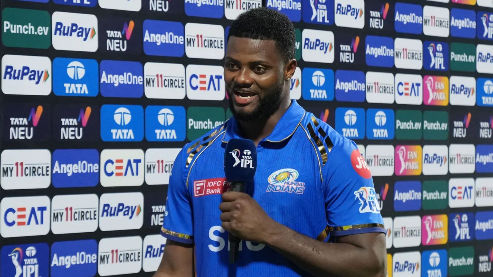 Romario Shepherd during a post-match interview (credits: iplt20.com)