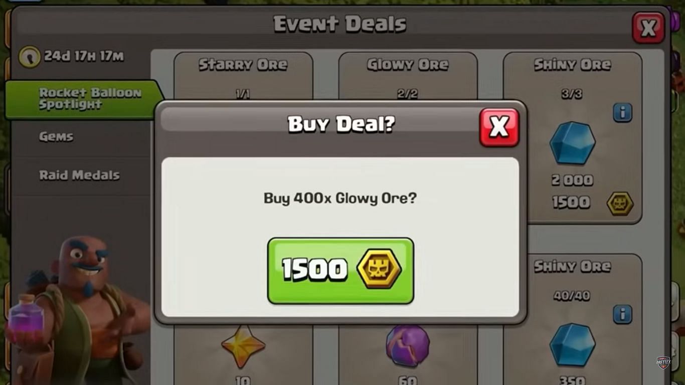 Purchasing of Glowy Ores (Image via Supercell)