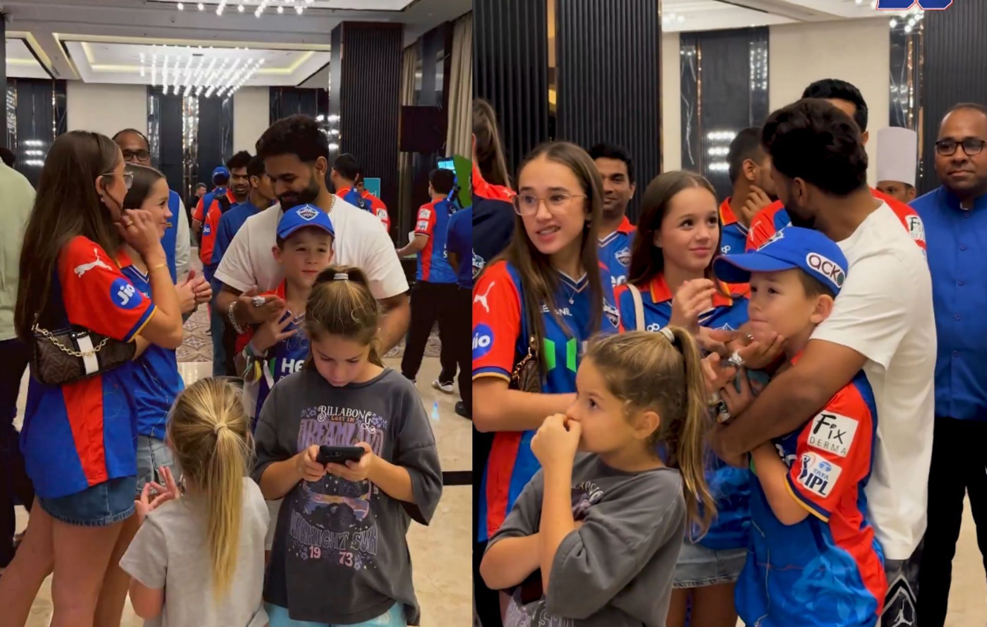 Rishabh Pant with a couple of kids in DC camp. 