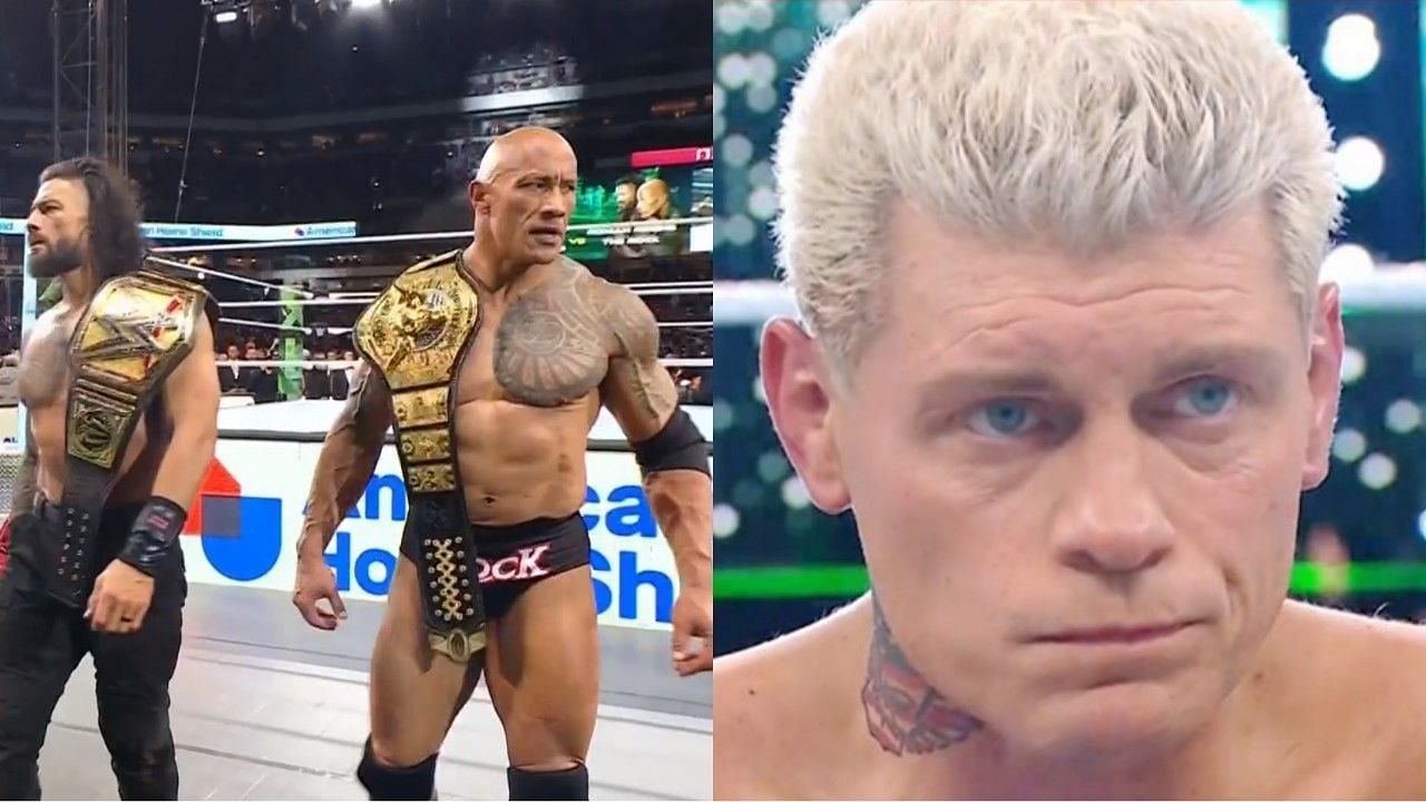 WWE WrestleMania XL Night 1 के मेन इवेंट में हुए टैग टीम मैच के बाद का दृश्य 