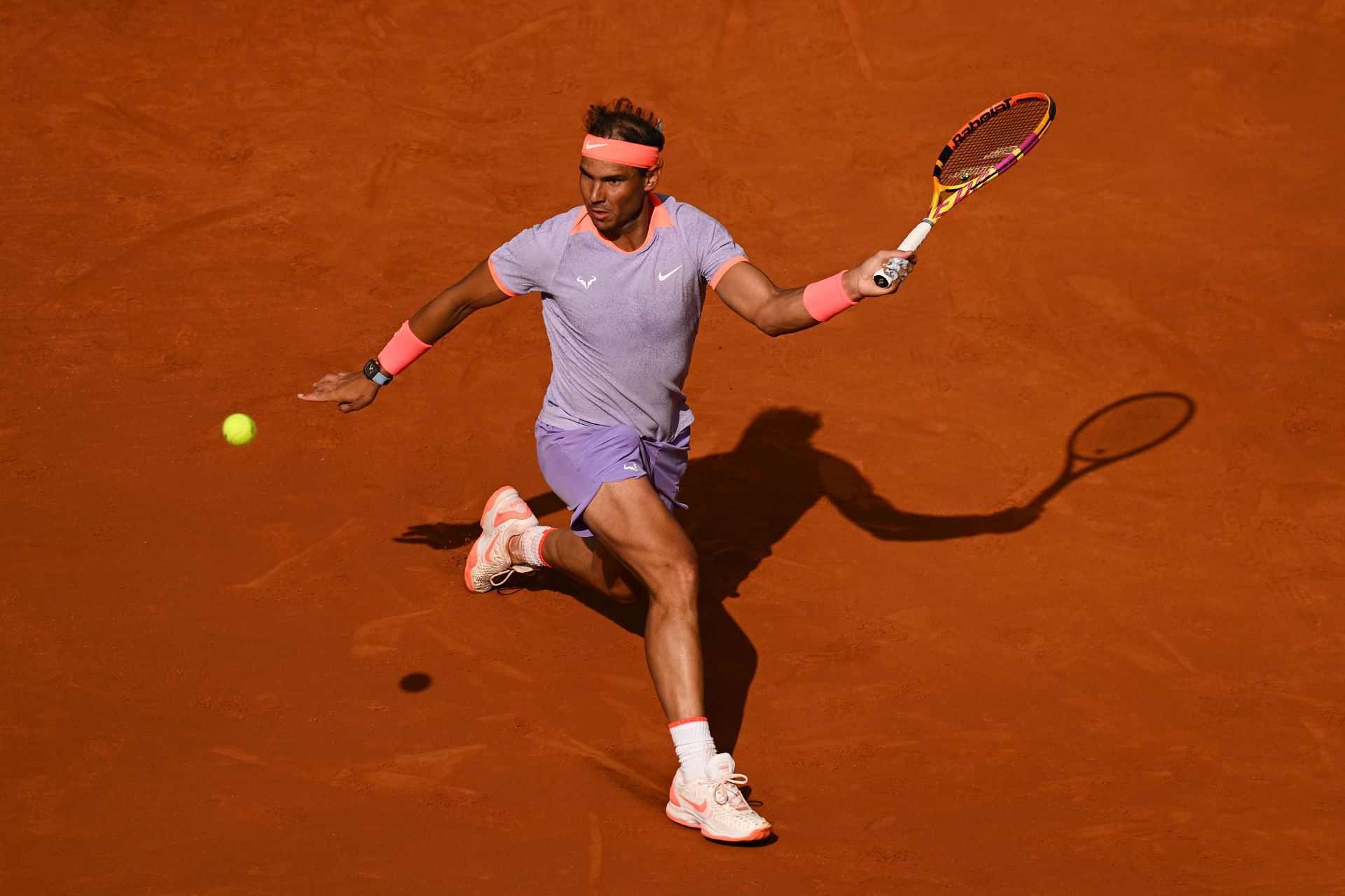 Rafael Nadal in action at the 2024 Barcelona Open