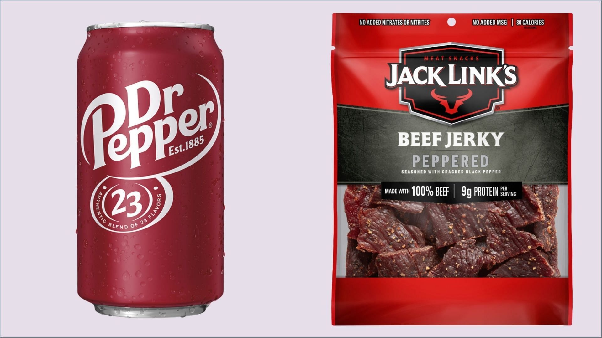 The Meat Sticks and Beef Jerky may be Jack Link&#039;s limited-time snacks (Image via Jack Link&#039;s / Dr Pepper)