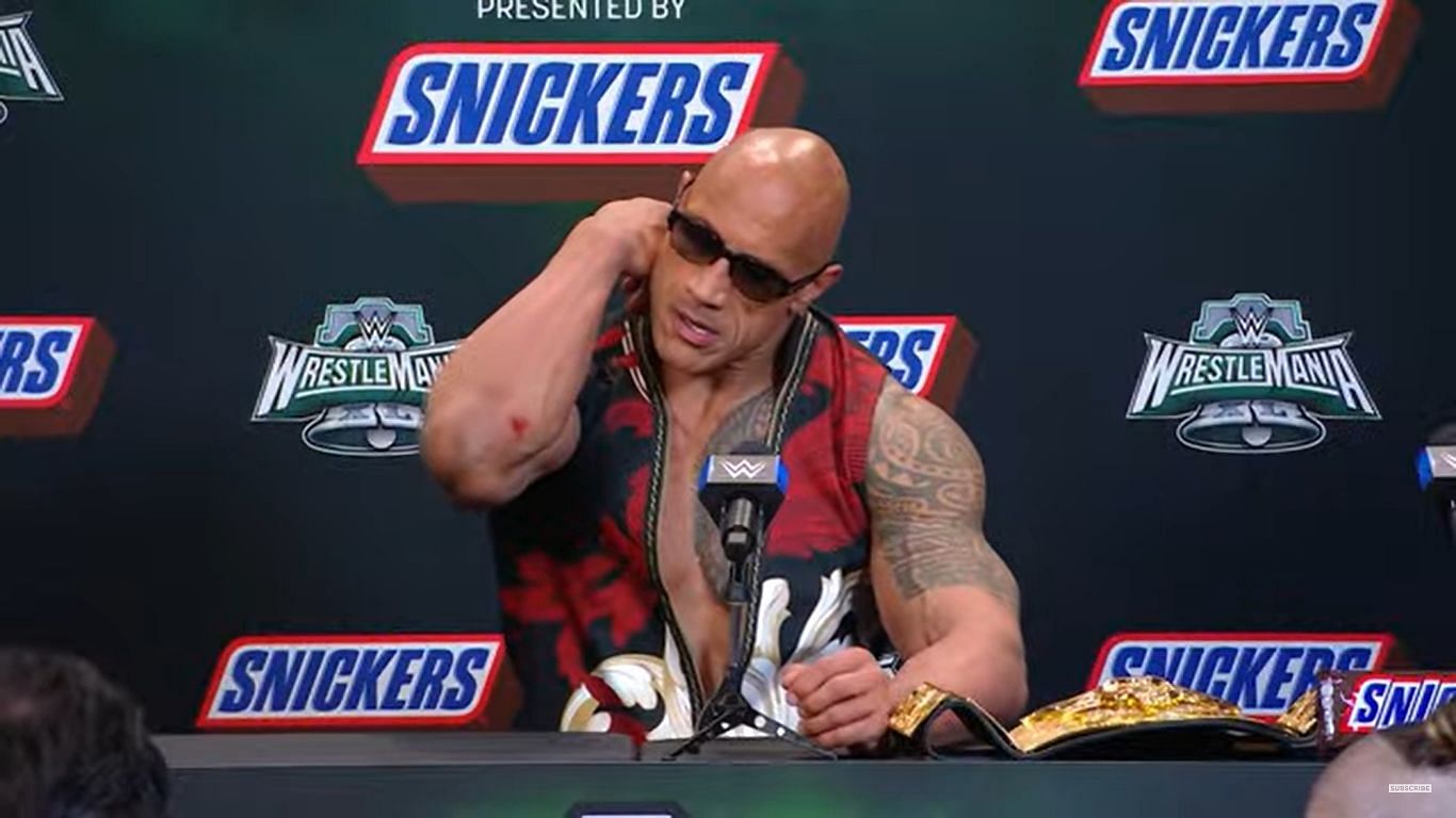 The Rock at the WrestleMania XL Saturday Post-Show Press Conference.