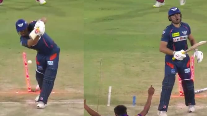 [Watch] Marcus Stoinis cleaned up by a absolute ripper from Sandeep Sharma during LSG vs RR IPL 2024 match
