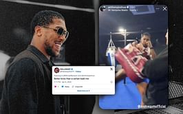 "As lethal as tissue roll", "Might as well go to MMA" - Fans divided as Anthony Joshua is spotted kicking pads in gym training
