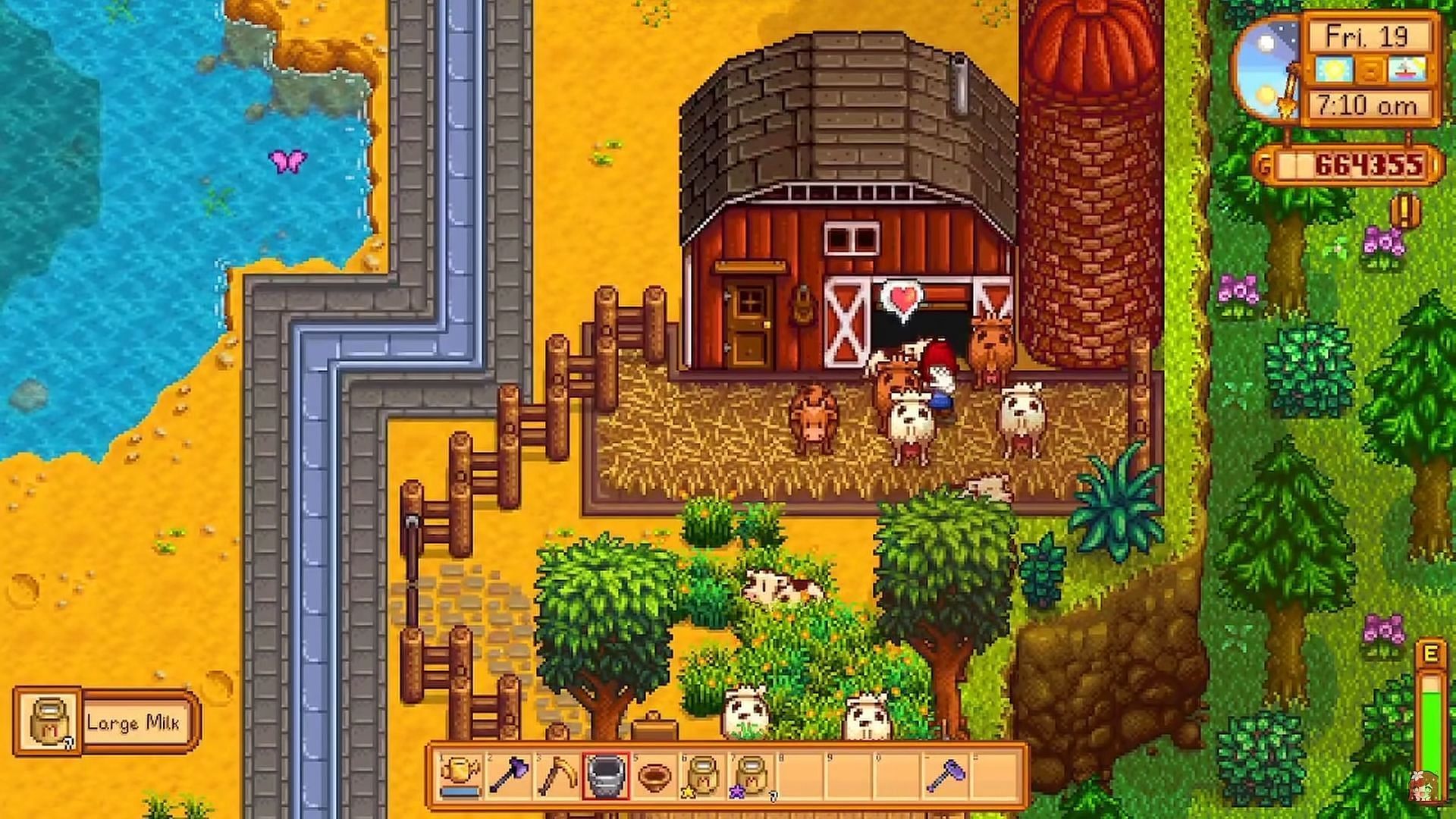 Taking care of barn animals leads to better produce (Image via ConcernedApe || YouTube @ezlilyy)