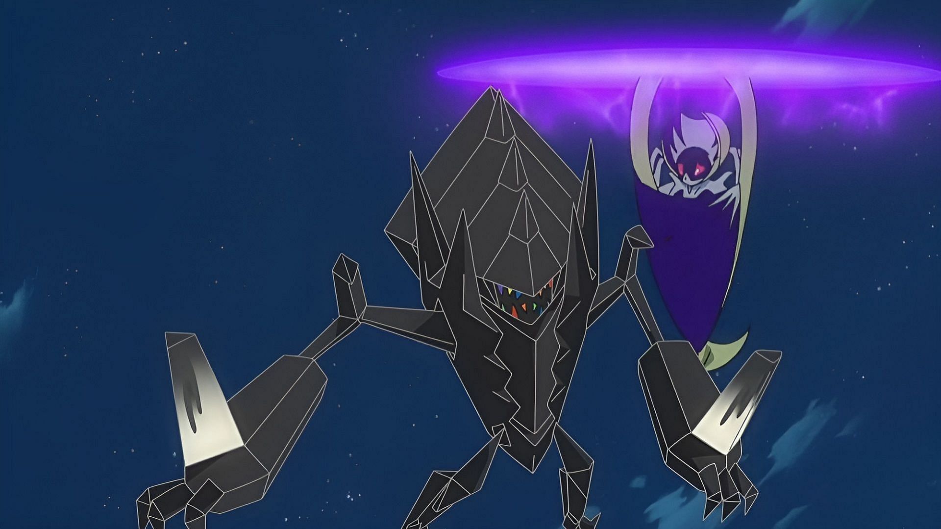 Necrozma battles the legendary creature Lunala (Image via The Pokemon Company)