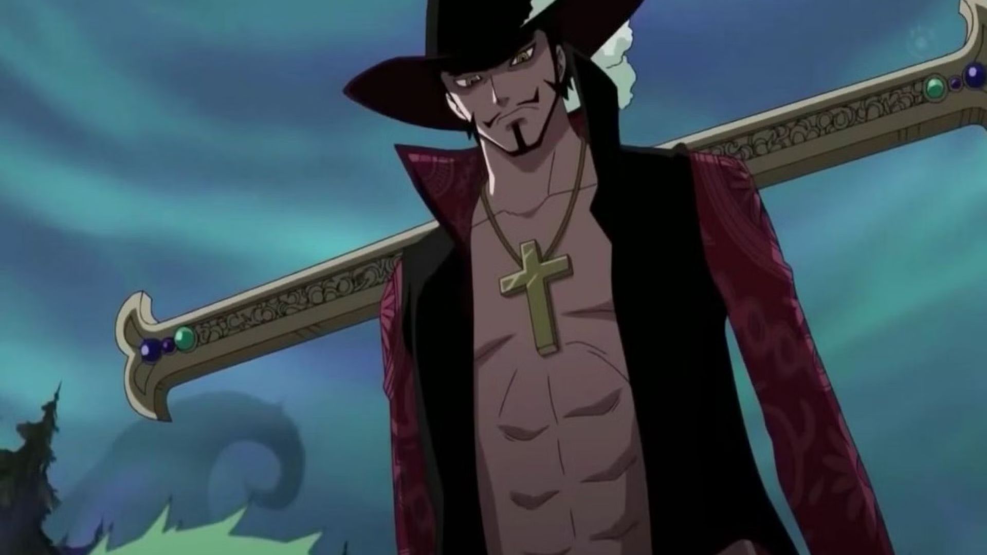 Dracule Mihawk arrives at Kuraigana Island (Image via Toei Animation)