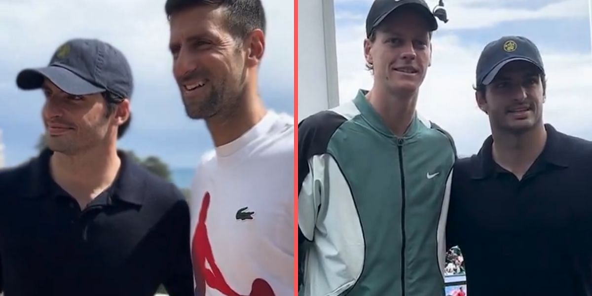 Carlos Sainz meets with Jannik Sinner and Novak Djokovic at the Monte-Carlo Masters 2024