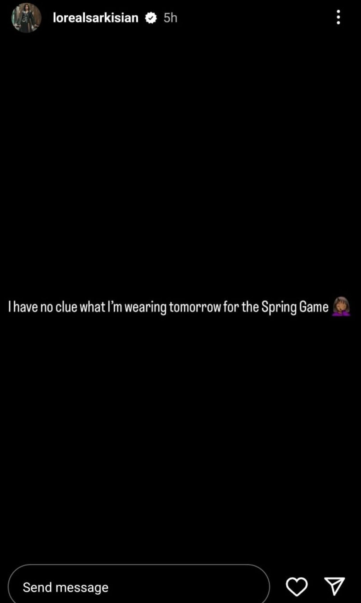 Loreal Sarkisian&#039;s Instagram story a day before Saturday&#039;s spring game.