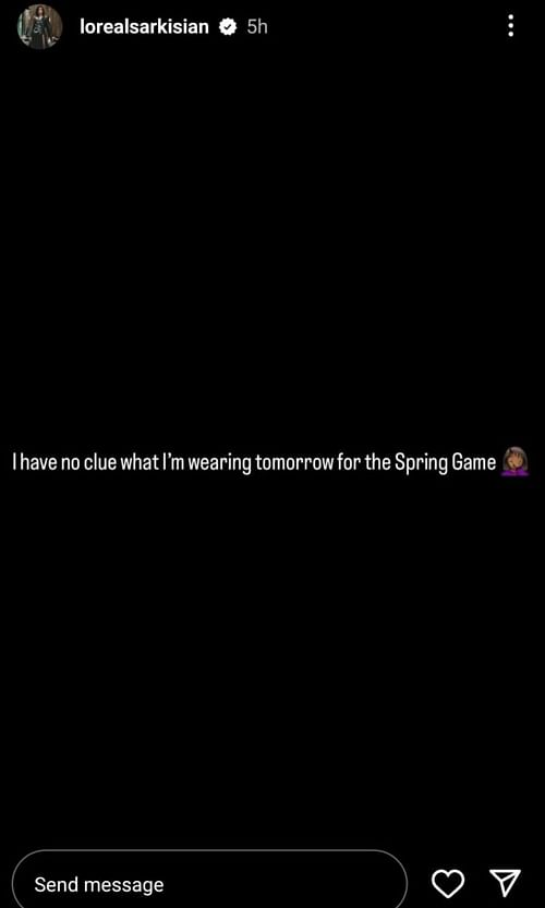 Loreal Sarkisian's Instagram story a day before Saturday's spring game.