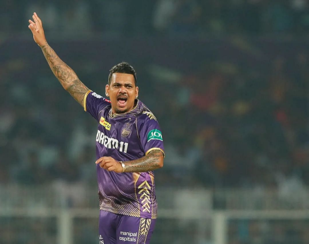 Sunil Narine after taking a wicket for KKR