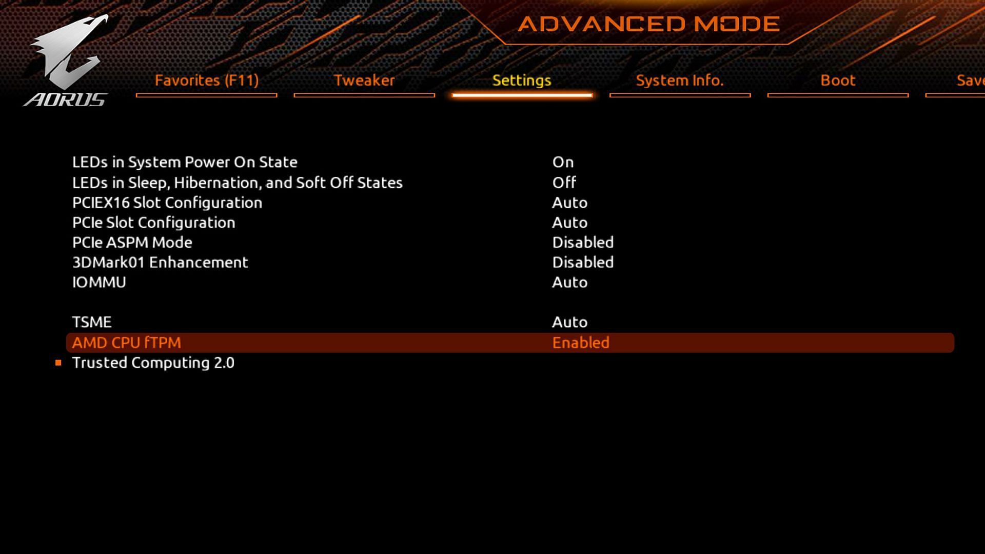 TPM (Trusted Platform Module) setting (Image via Tom&#039;s Hardware)