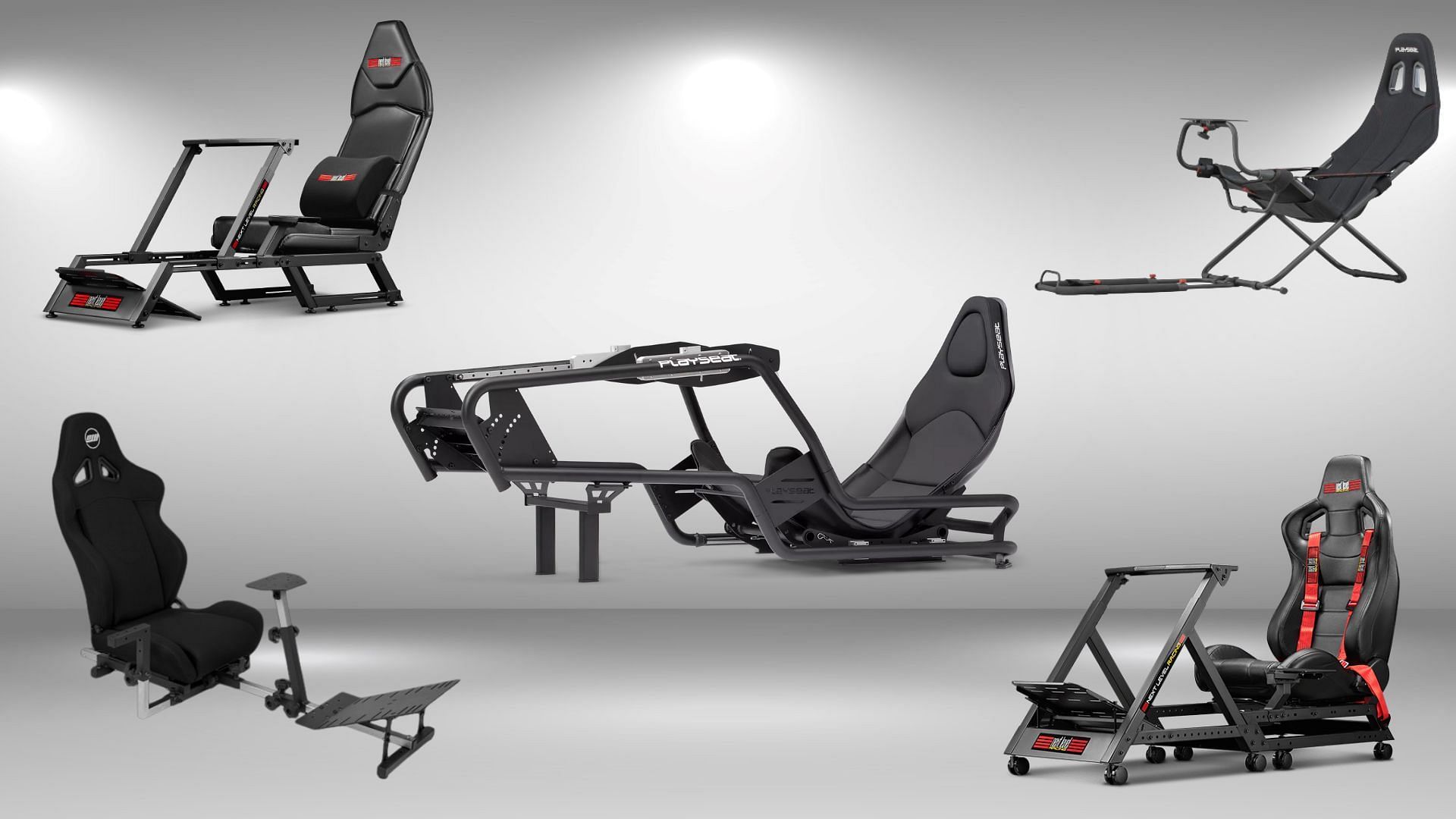 The best sim racing cockpits in 2024 (Image via Next Level Racing, Playseat. OpenWheeler)