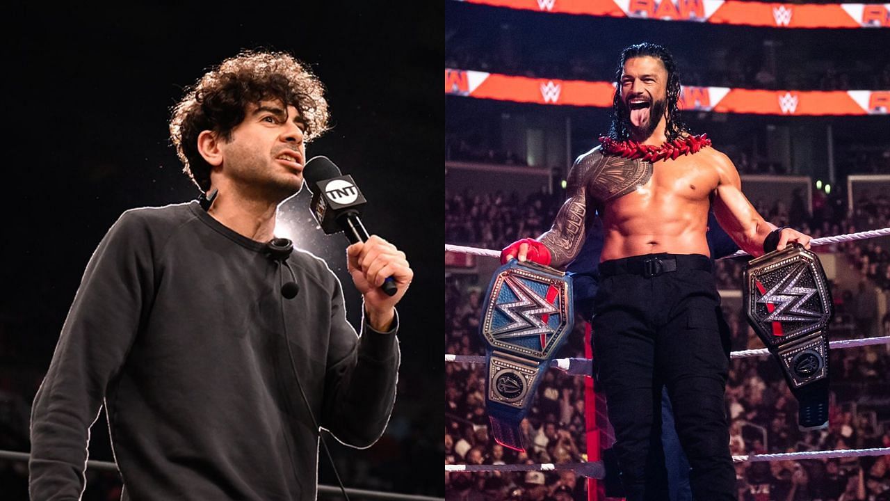 Tony Khan (left) and Roman Reigns (right)